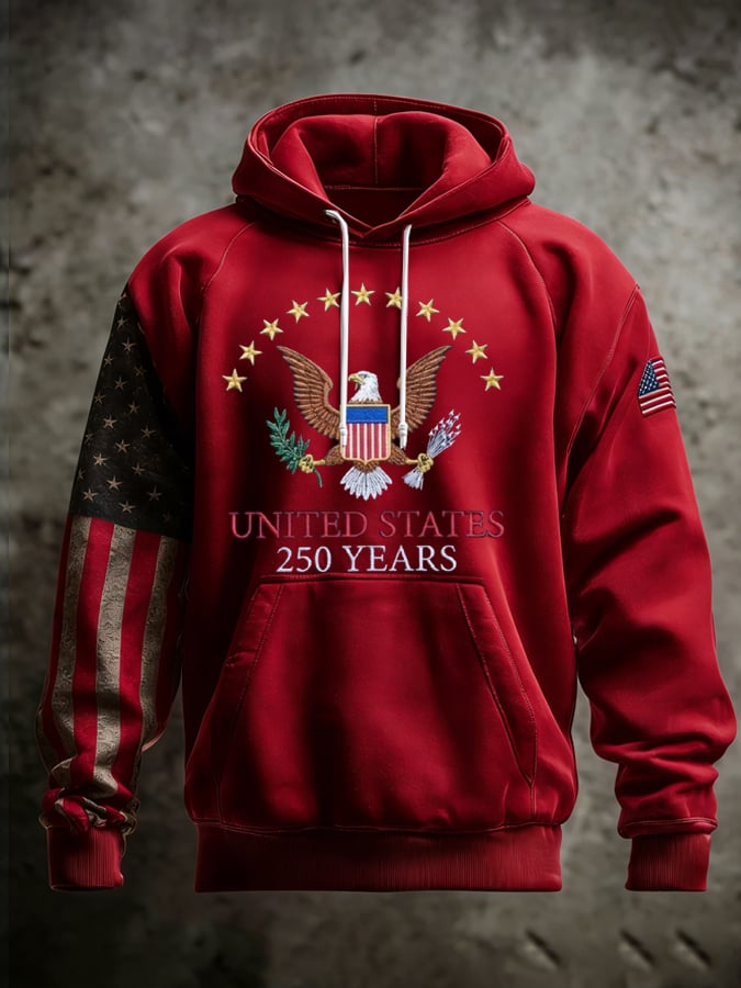 Men's 250th Anniversary Casual Printed Hooded Sweatshirt