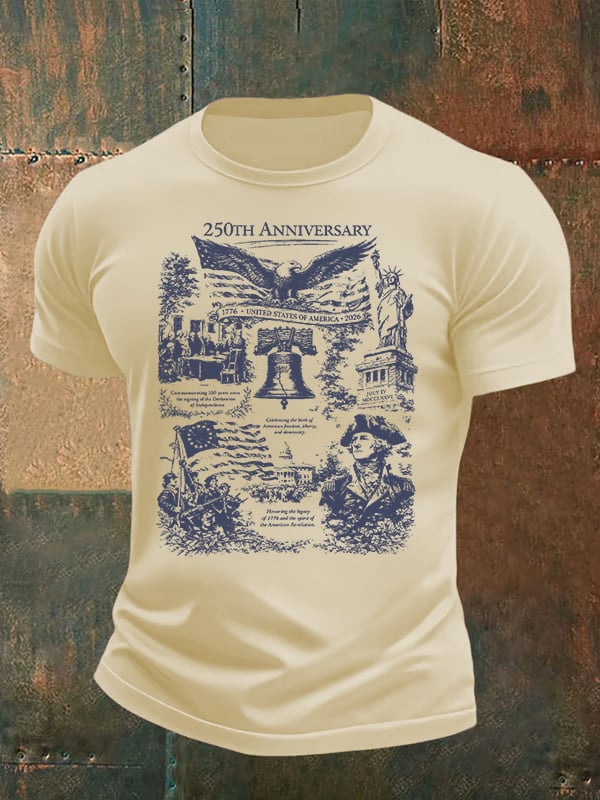 Men's Retro USA 250th Anniversary Print T-Shirt