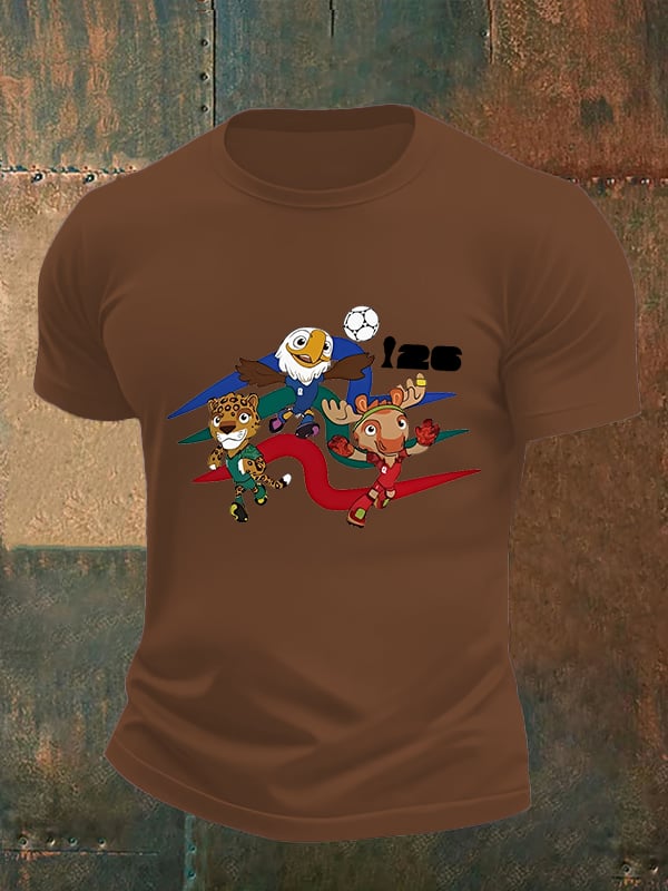 Men's 2026 World Cup Soccer Mascot printed T-shirt