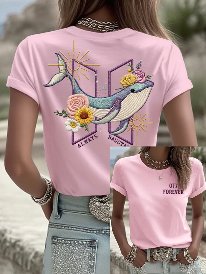 Women's K-pop Print Casual T-Shirt