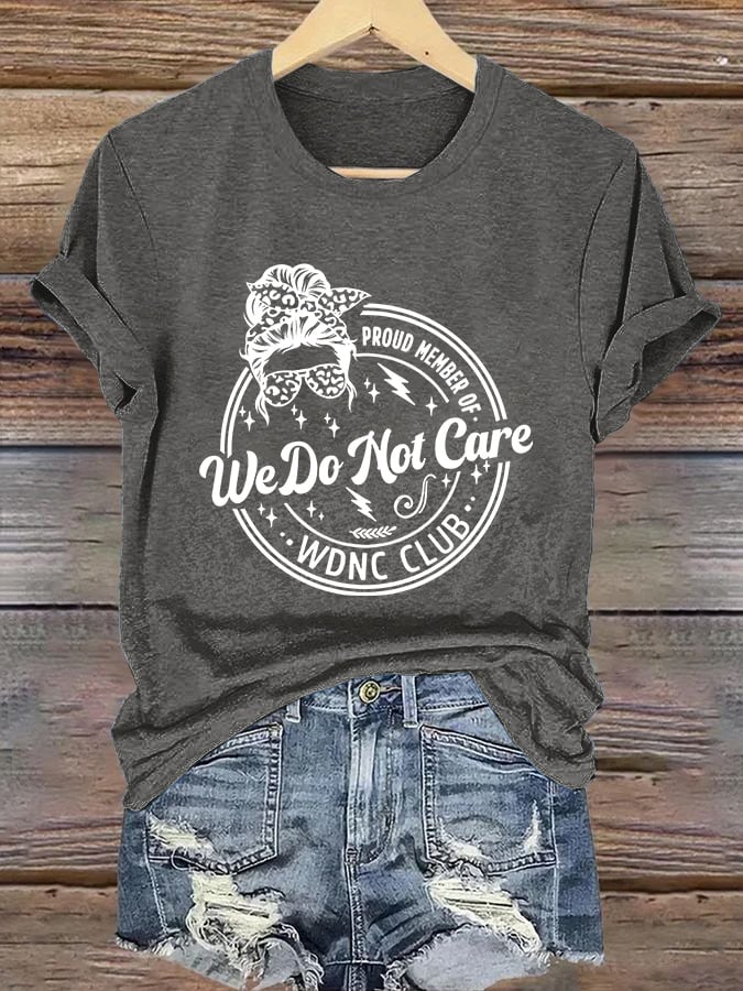 Retro Funny Proud Member Of WDNC Club We Do Not Care Menopause Perimenopause Print T-Shirt