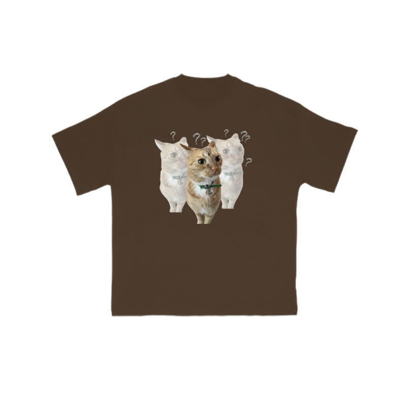 Unisex "Brain Is Loading" Fun Cat Pattern Print T-shirt