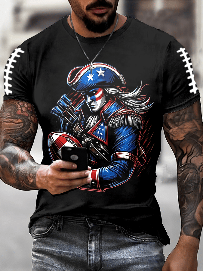 Men's Football Print Casual T-shirt