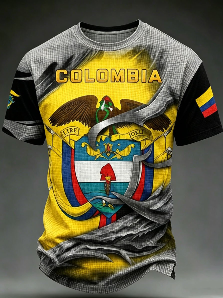 Men's Colombia Football Fan Waffle-Knit Crewneck T-Shirt