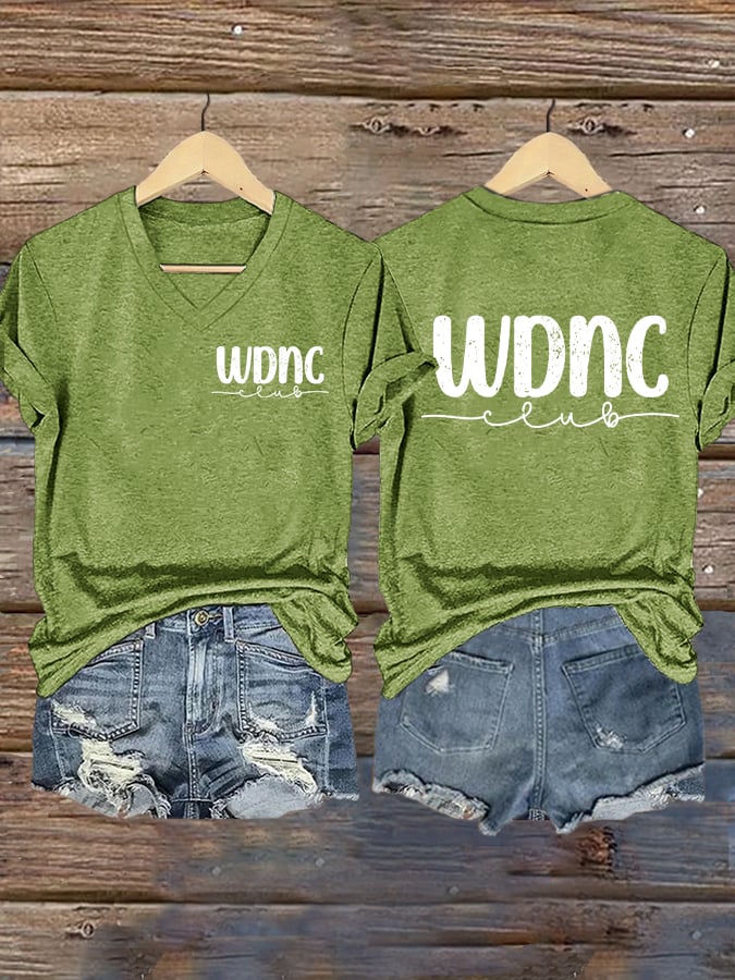 V-Neck Retro Funny WDNC Club Menopause Perimenopause Print T-Shirt