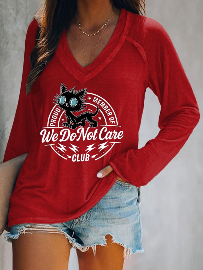 Women's V-neck Retro Funny Proud Member Of Club Menopause Perimenopause Print T-Shirt