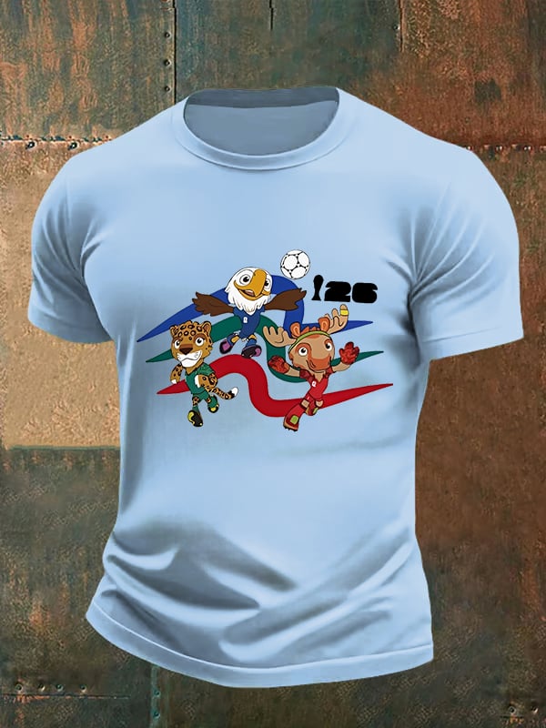 Men's 2026 World Cup Soccer Mascot printed T-shirt