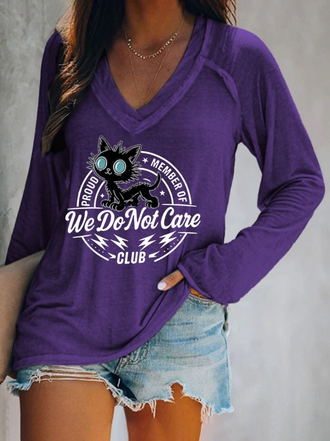 Women's V-neck Retro Funny Proud Member Of Club Menopause Perimenopause Print T-Shirt