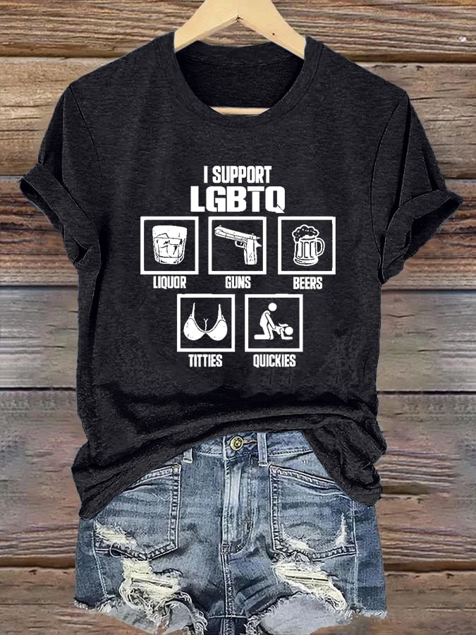 Women's I SUPPORT LGBTQ Printed T-Shirt