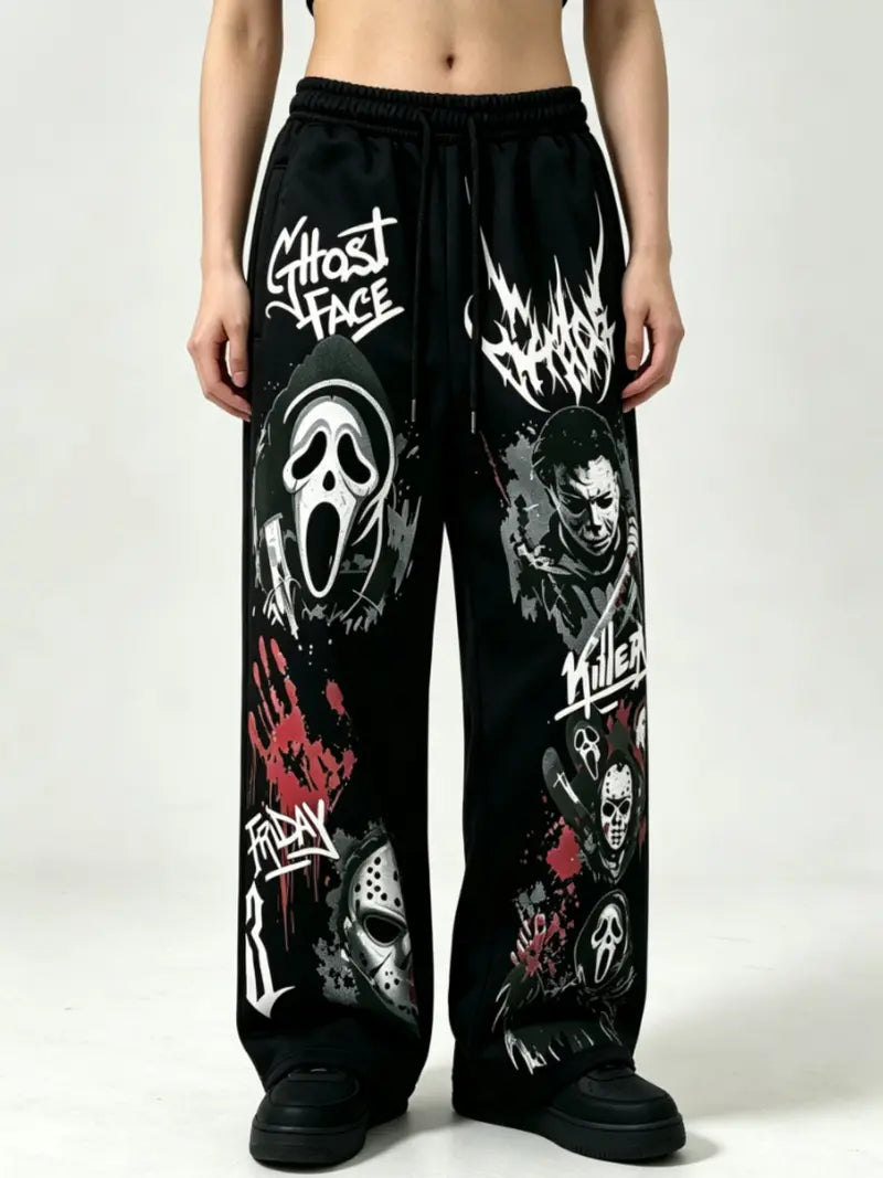 Unisex Halloween Blood Handprint Print Sweatpants