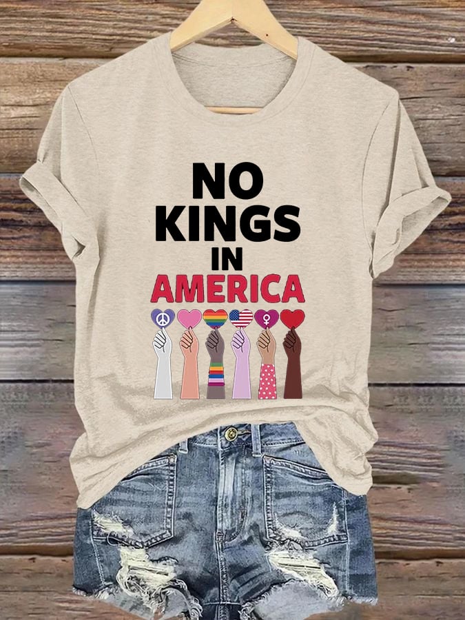 Women's No Kings In America Print Caasual T-shirt