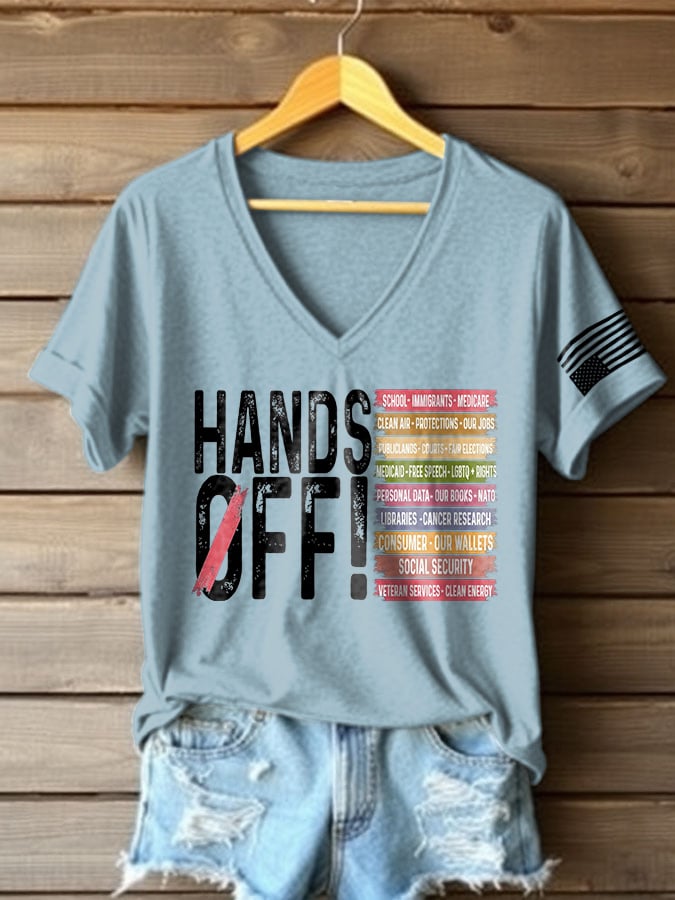 Women's Retro Hands Off Protest Print T-Shirt