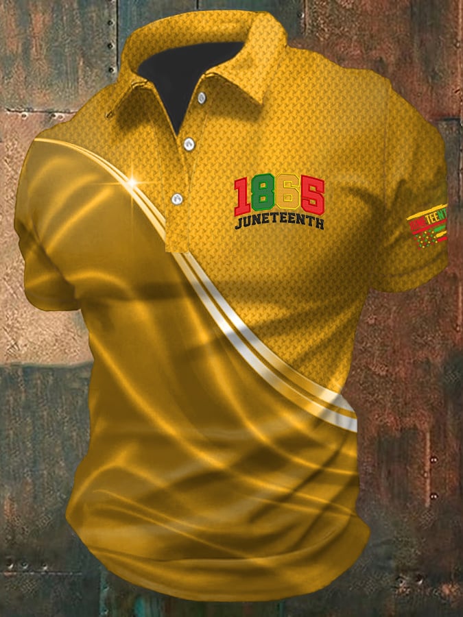 Men's Juneteenth Print Casual Polo Shirt
