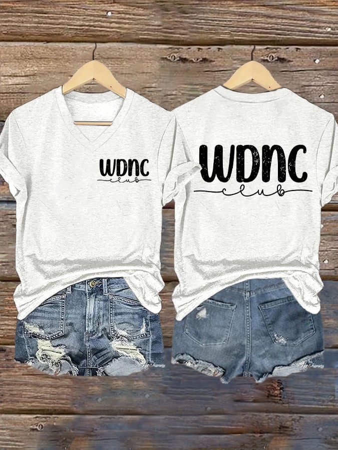 V-Neck Retro Funny WDNC Club Menopause Perimenopause Print T-Shirt