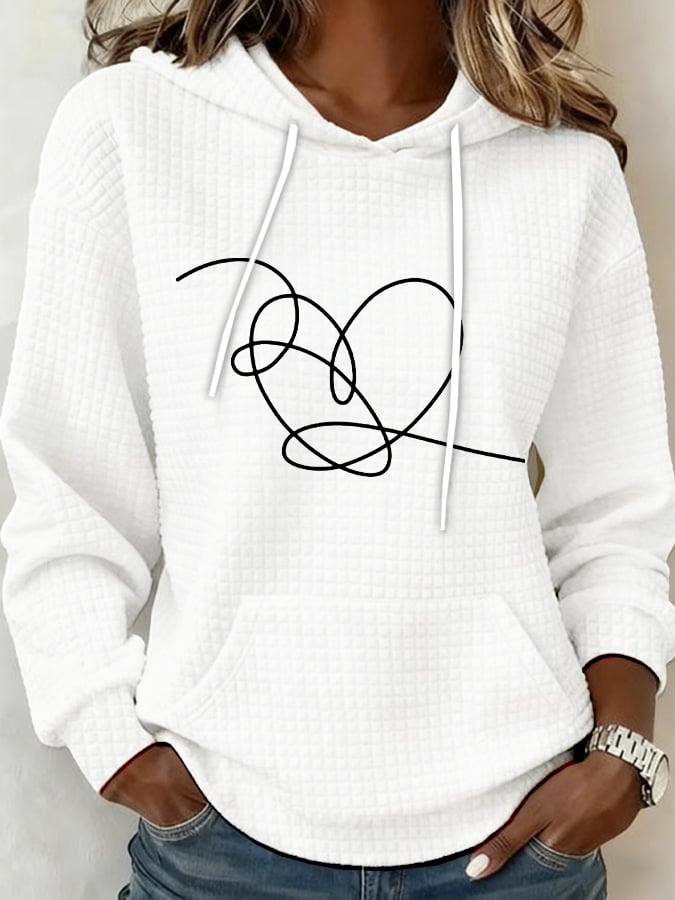 Women's Retro Leisure Print Hoodie