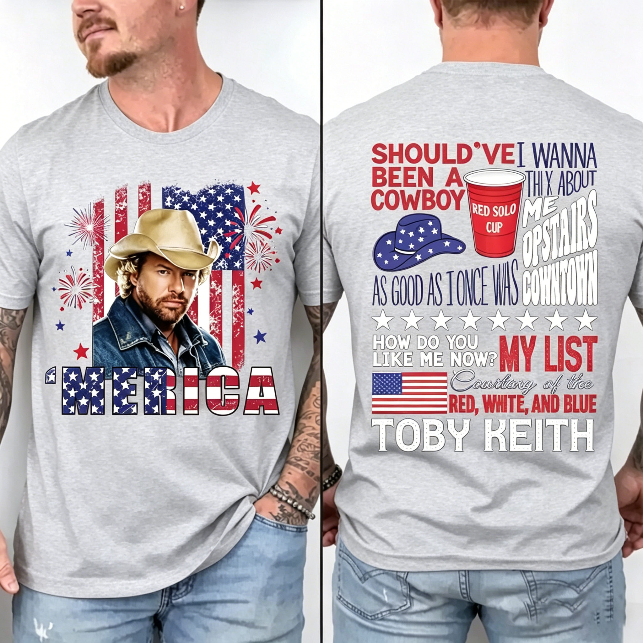 Men's Patriotic Toby Courtesy of the Red White and Blue T-Shirt