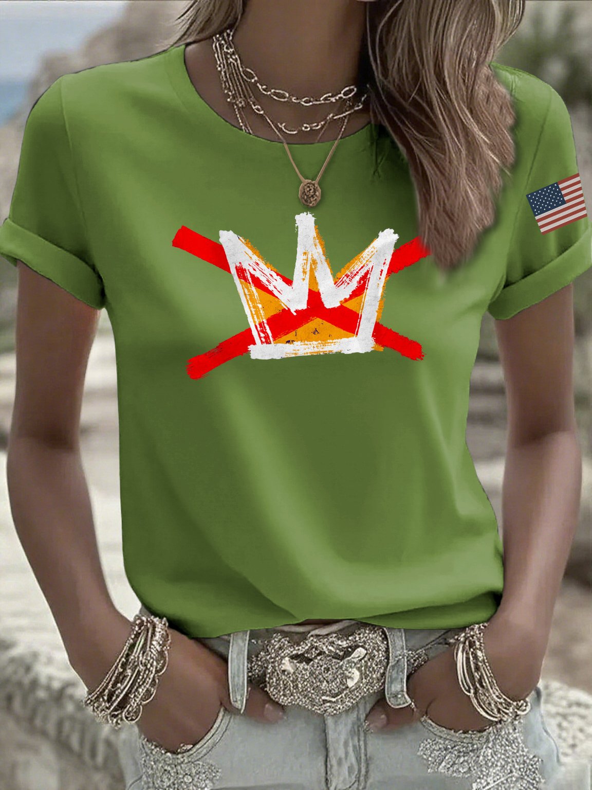 Women's casual reject king T-shirt