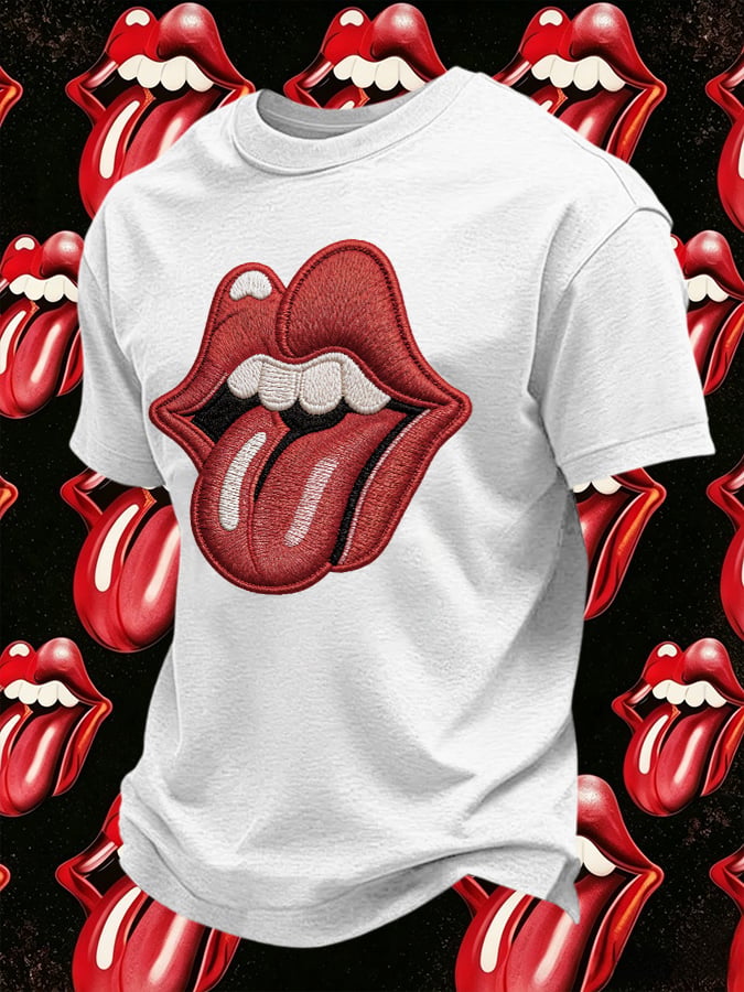 Men's Retro Foreign Tongues Print T-Shirt