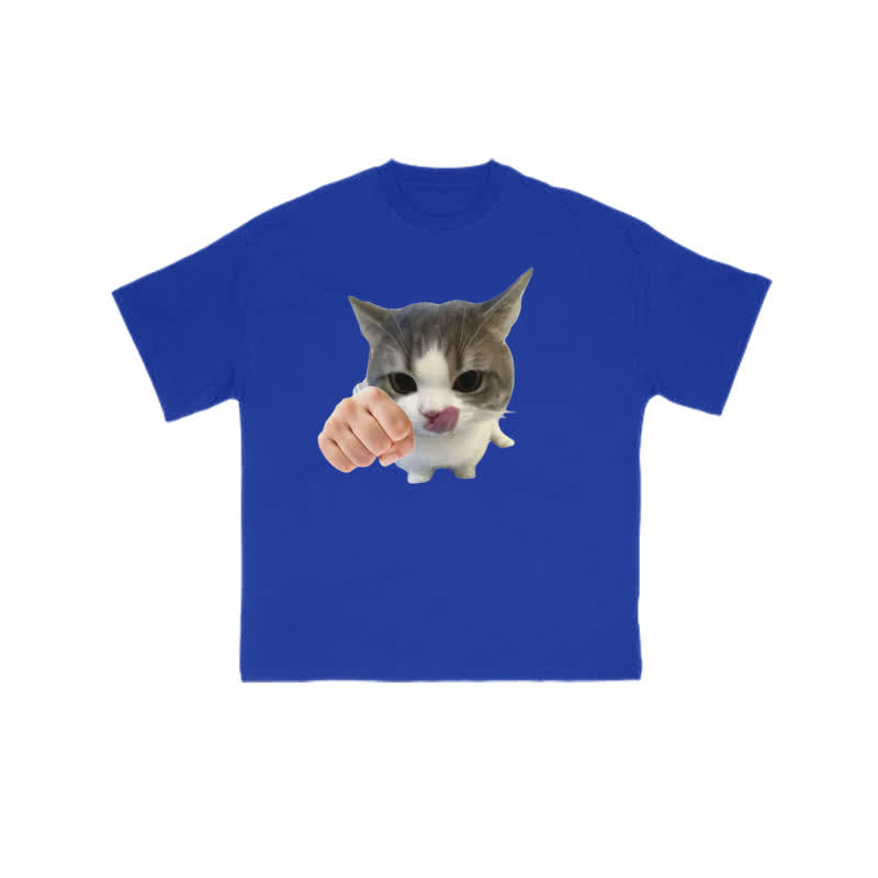 Unisex Kung Fu Cat Print T-shirt