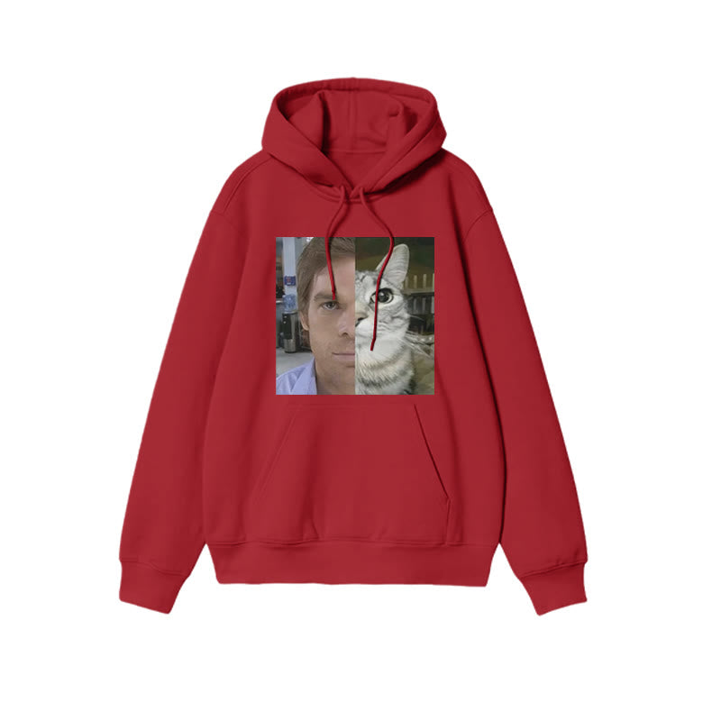 Unisex Patchwork Cat Print Hoodie