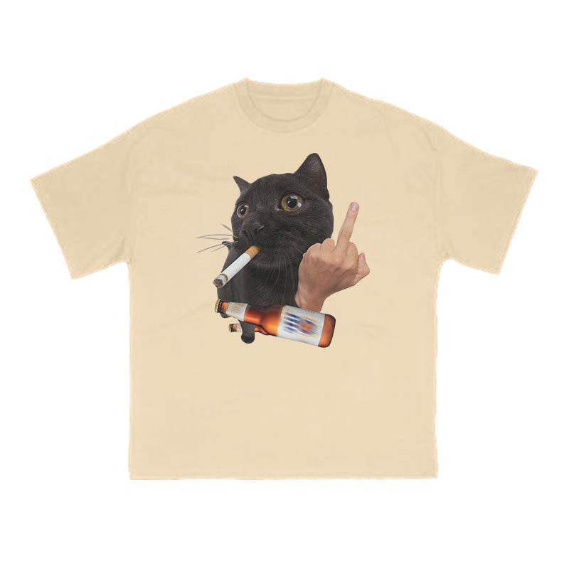 Dope Ass Black Cat Print T-shirt