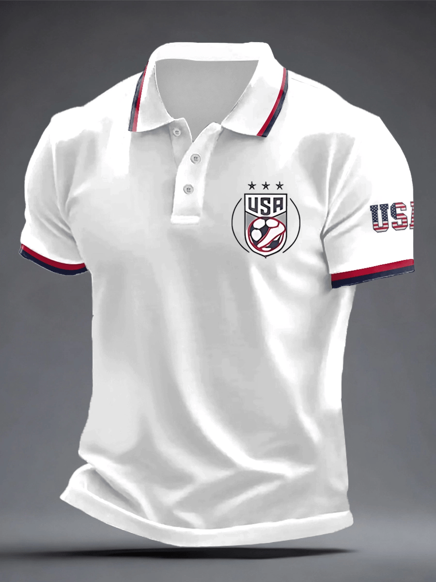 Men's USA Soccer Supporter Print Polo Shirt