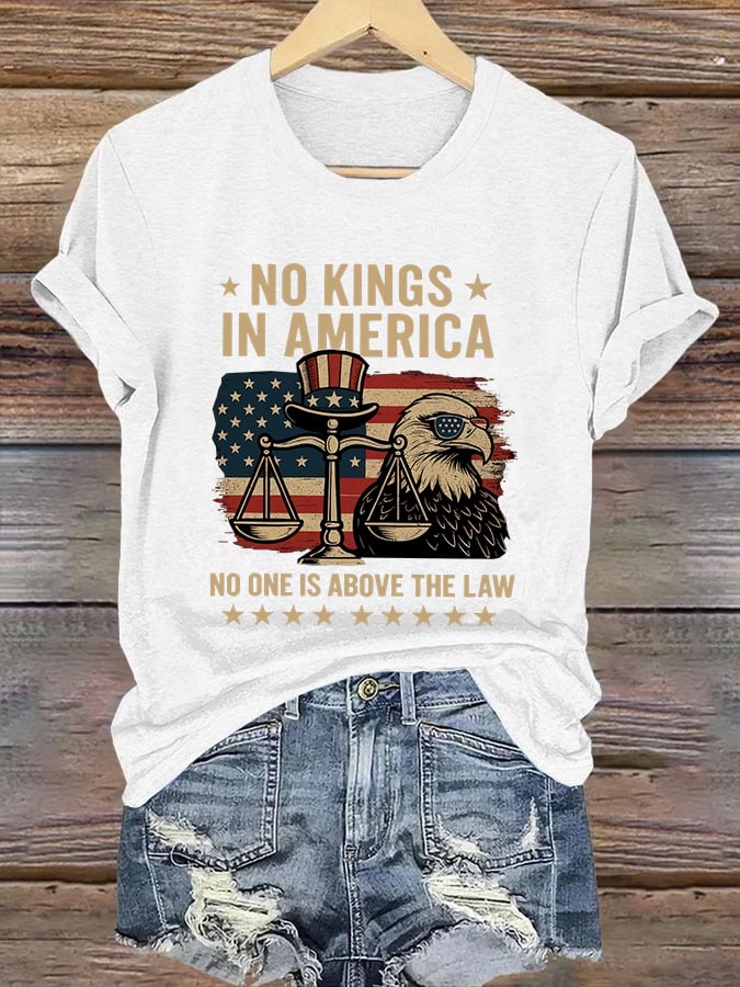 Retro No Kings In America No One Is Above The Law Print T-Shirt