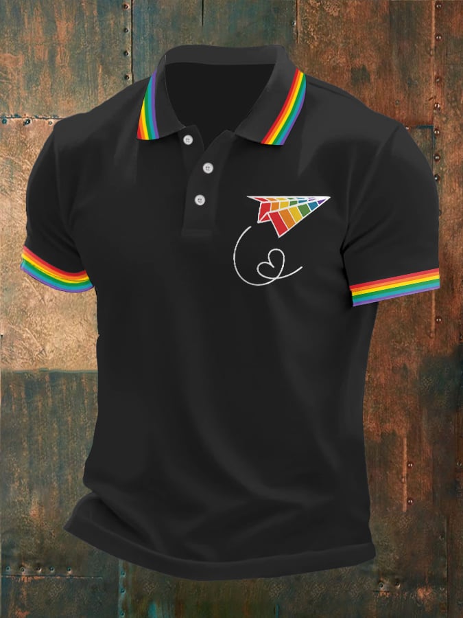 Men's Gay Pride Print Polo Shirt