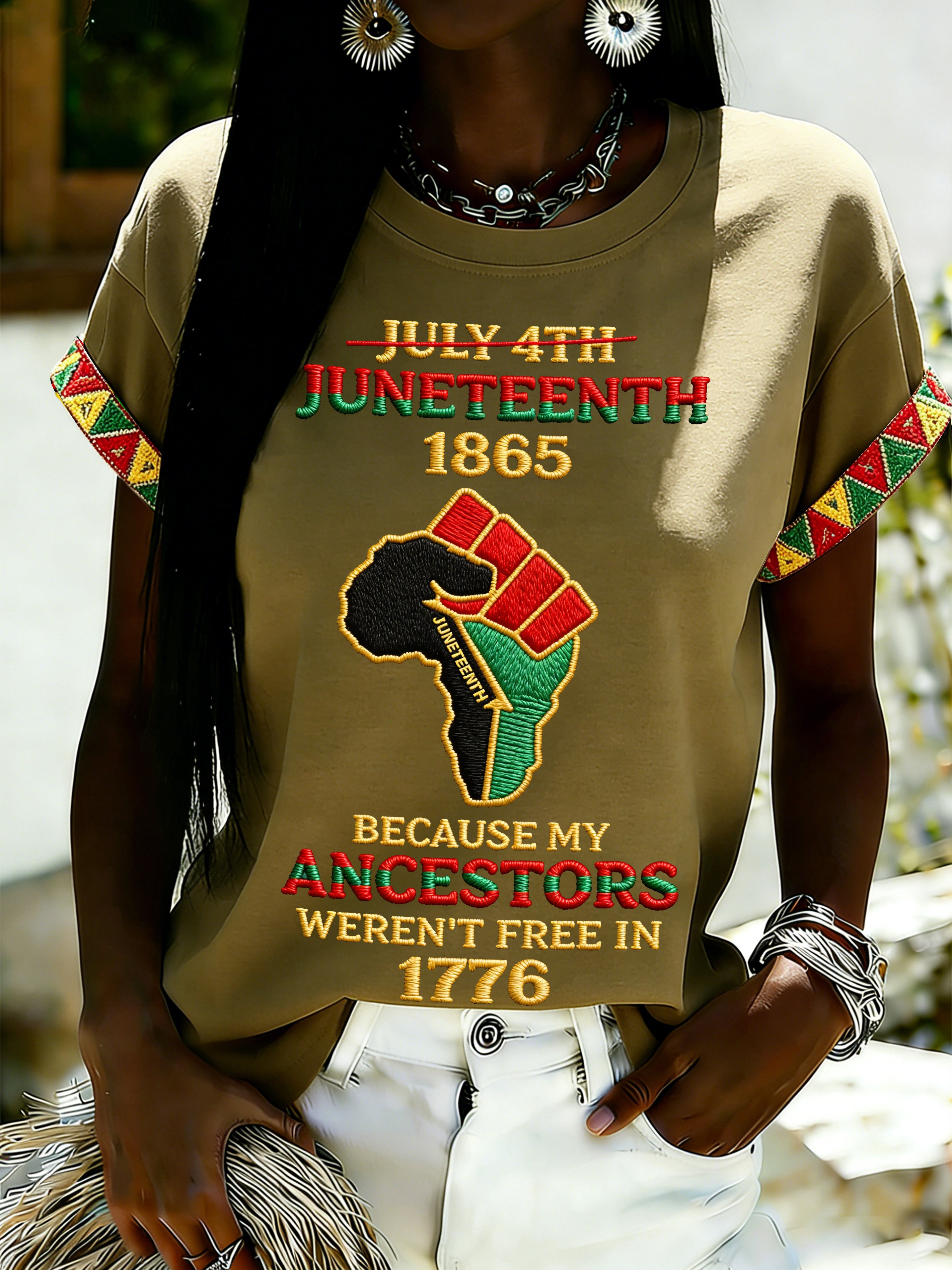 African American Women's Juneteenth Print Top