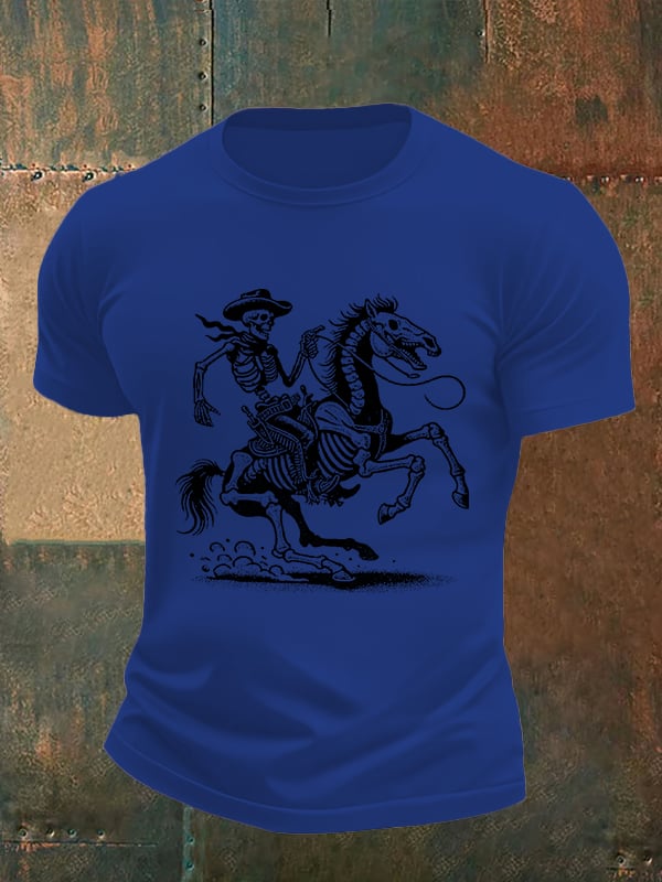 Men's Cowboy Skull FDT Print Casual T-shirt