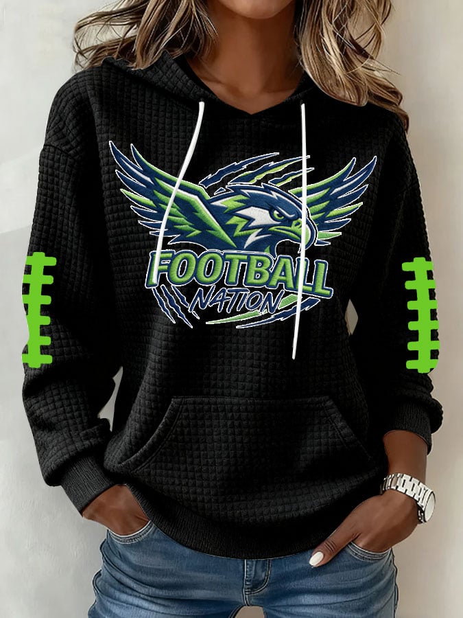 Women's Football Print Hoodie Sweatshirt
