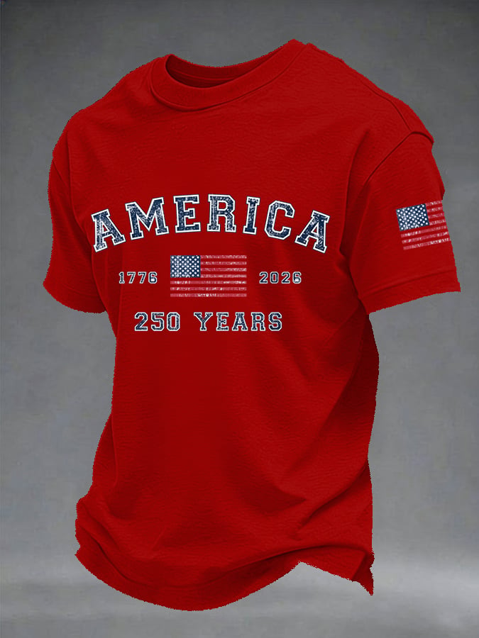 Men's American flag flowers Print T-shirt