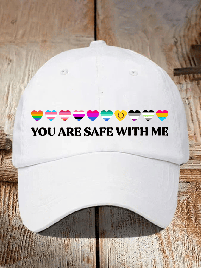 Unisex YOU ARE SAFE WITH ME Print Cap