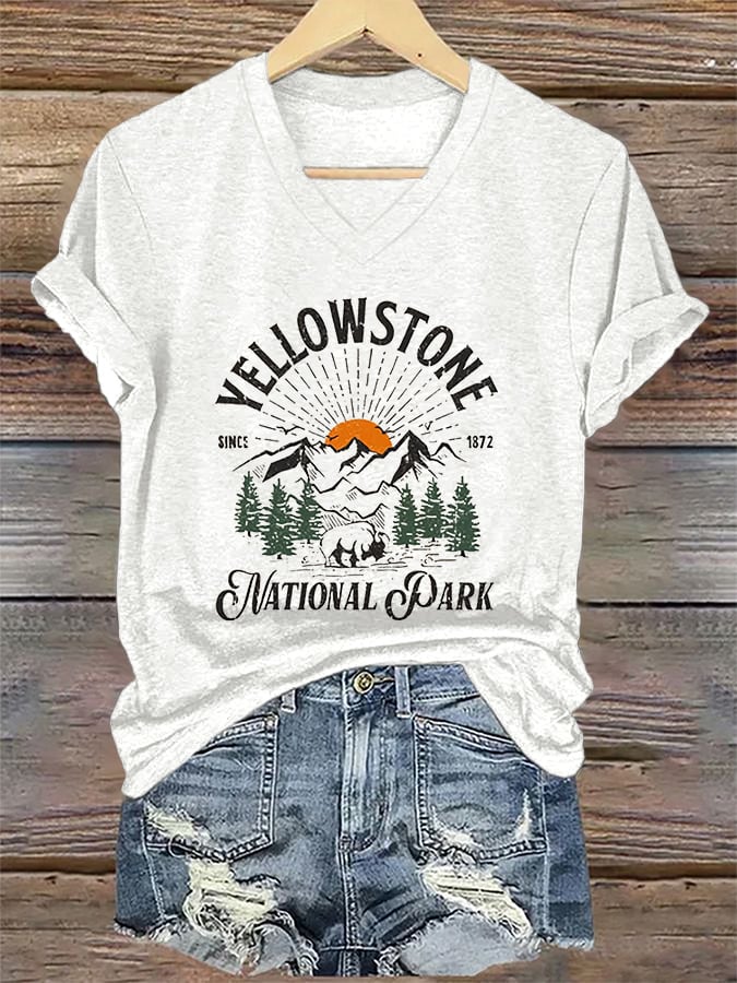 Women's National Park Print Casual T-Shirt