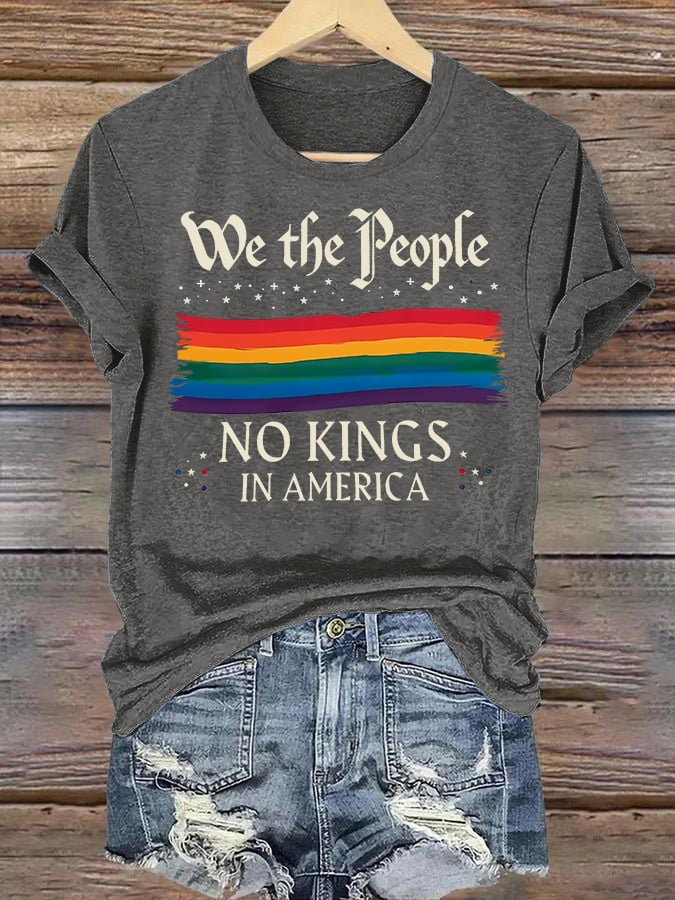 Women's We the People NO KINGS IN AMERICA Printed Casual T-Shirt