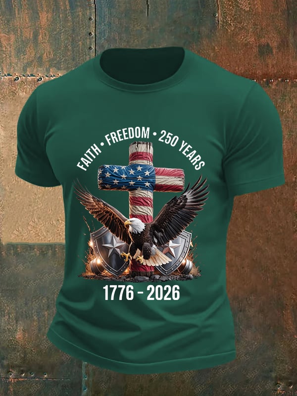 Men's Faith-Freedom-Legacy 250 years strong Print T-Shirt