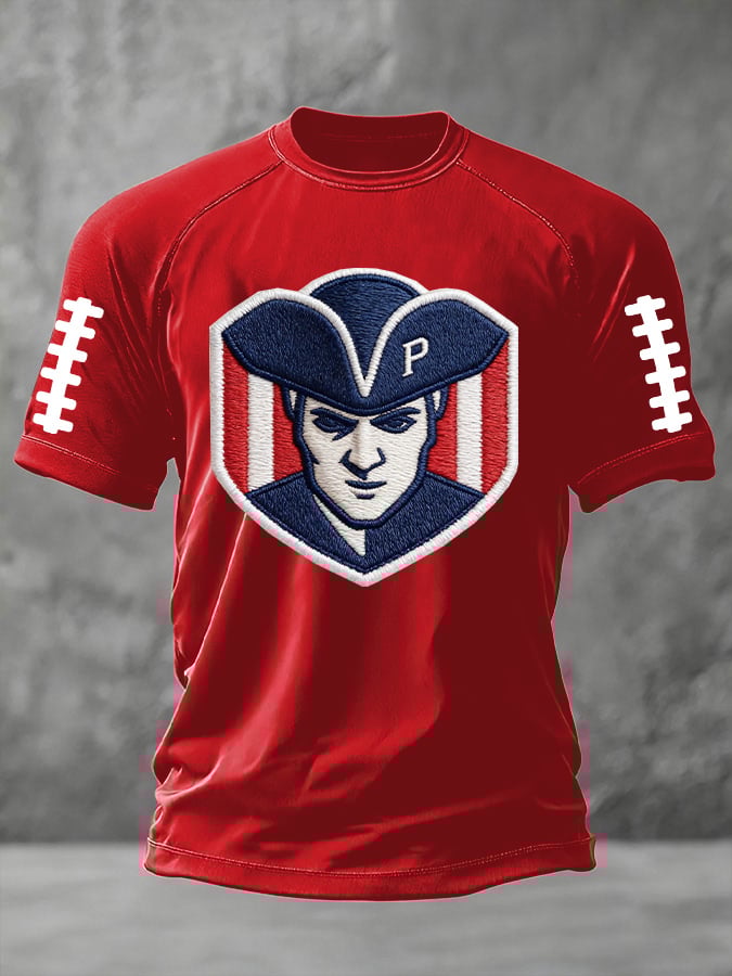 Men's football print short-sleeved T-shirt