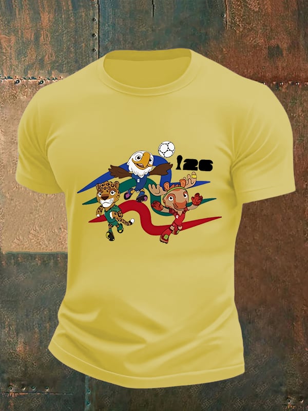 Men's 2026 World Cup Soccer Mascot printed T-shirt