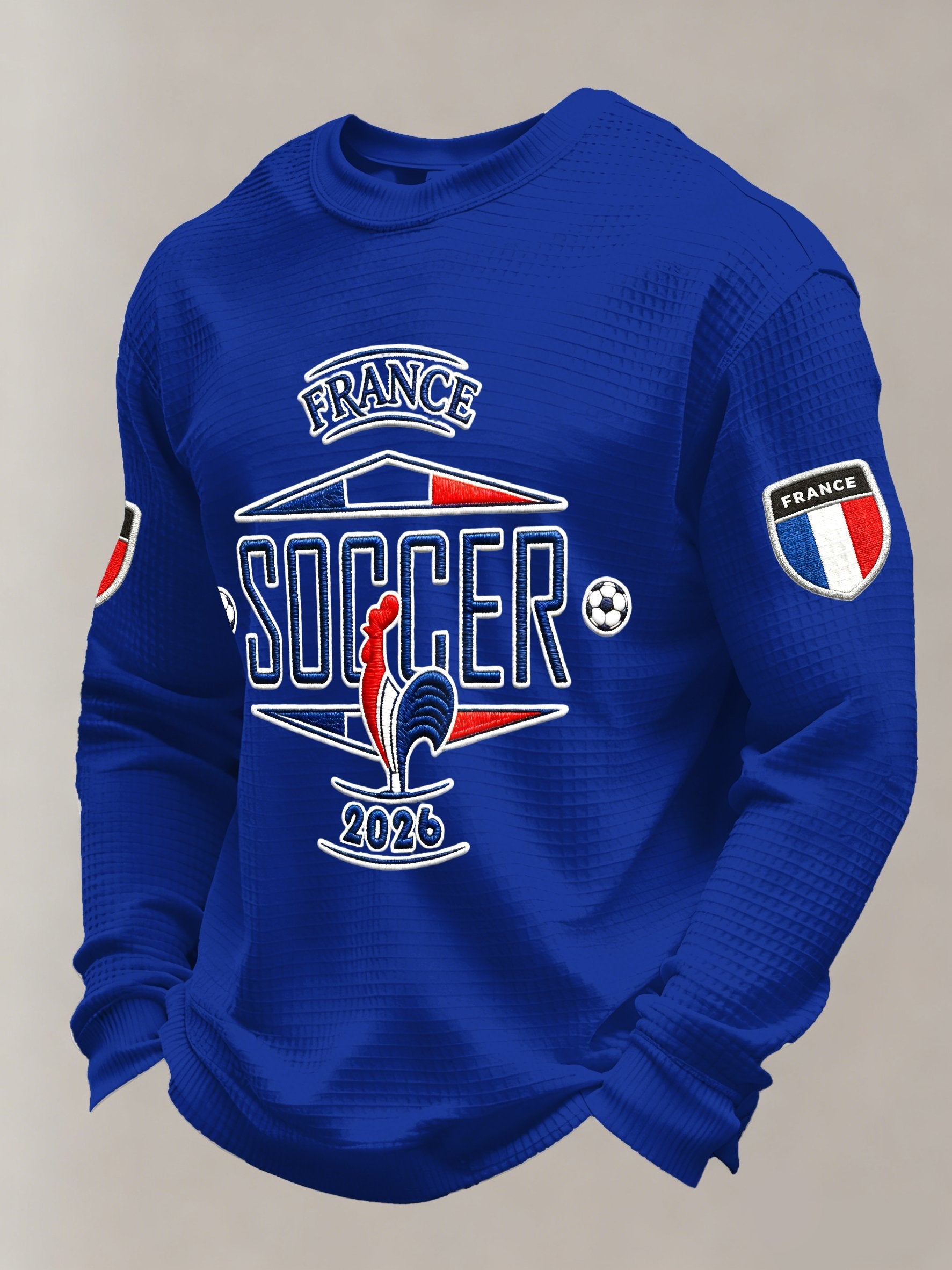 Men's French Football Fans Printed Casual Long-Sleeved Top