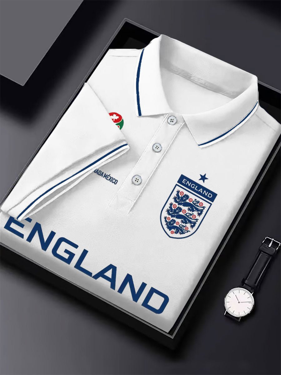 Men's UK Football Lover England 2026 Print Polo Shirt