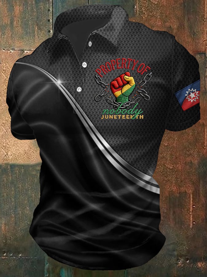 Men's Juneteenth Print Casual Polo Shirt