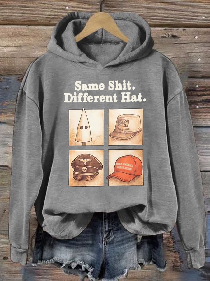 Women's Same Shit Different Hat Print Hoodie