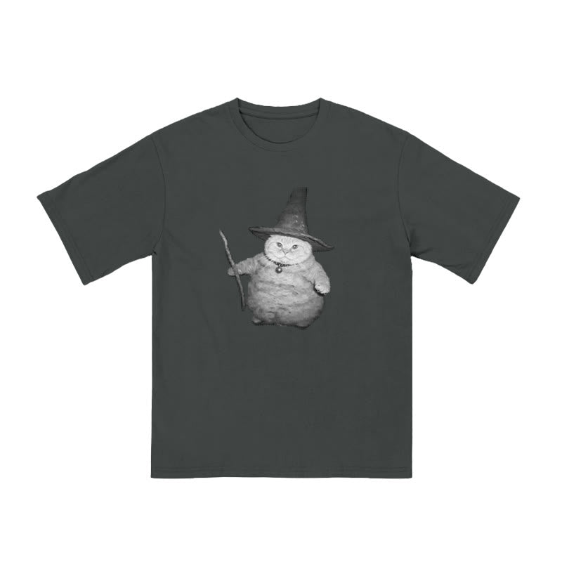 Unisex Wizard Cat Print T-shirt