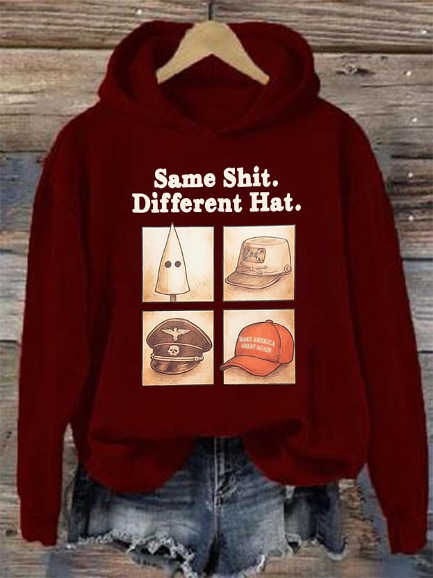 Women's Same Shit Different Hat Print Hoodie