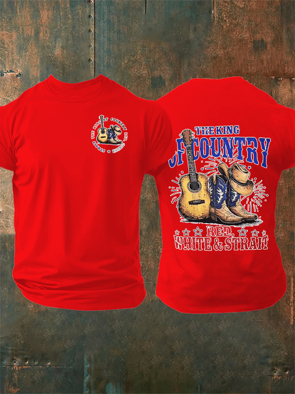 Men's RED WHITE & STRAIT Print T-Shirt