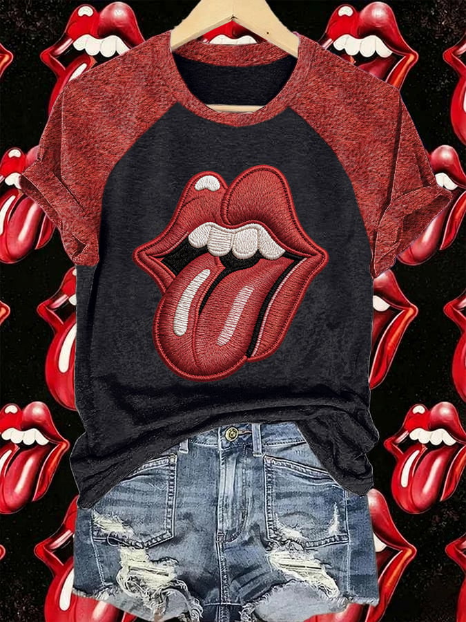 Women's Retro Raglan Sleeves Foreign Tongues Print T-shirt