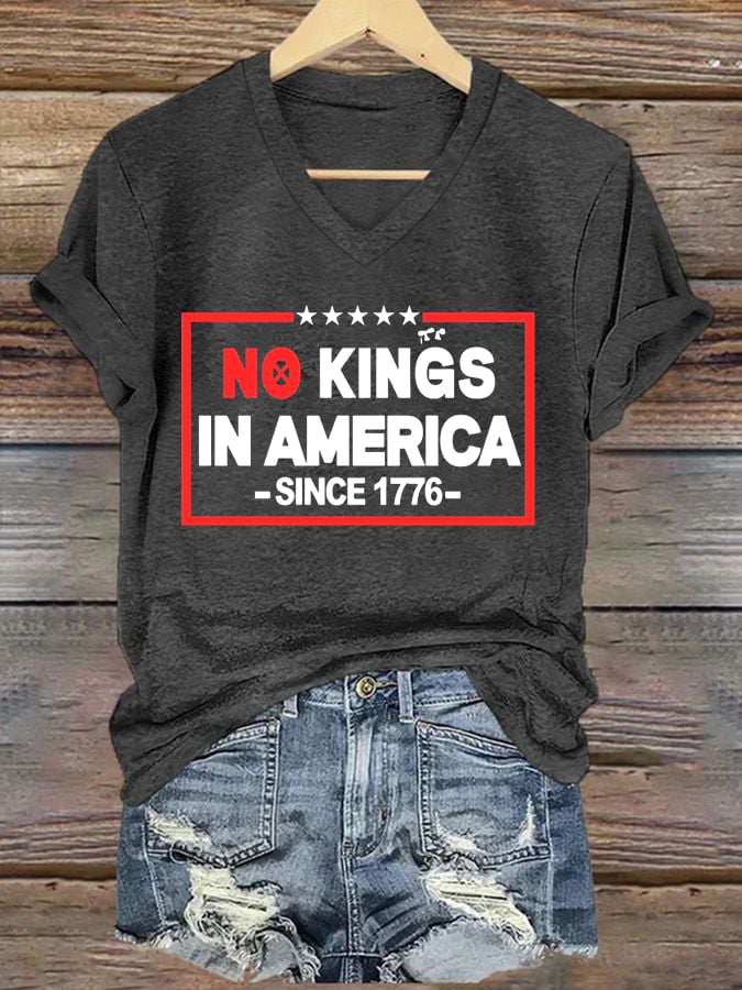 Women's No Kings In America Printed Casual T-Shirt