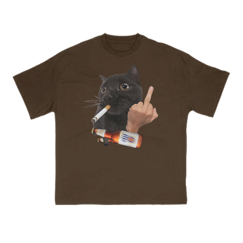 Dope Ass Black Cat Print T-shirt
