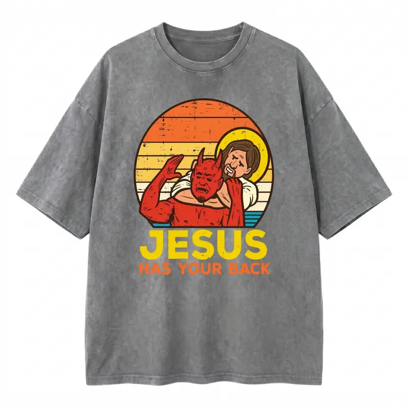 Unisex Washed "Jesus Has Your Back" Jiu-Jitsu T-Shirt