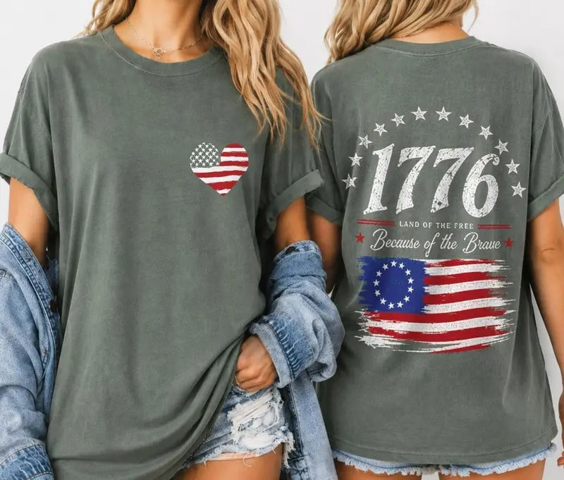 Unisex Comfort Colors 1776 Patriotic Graphic T-Shirt